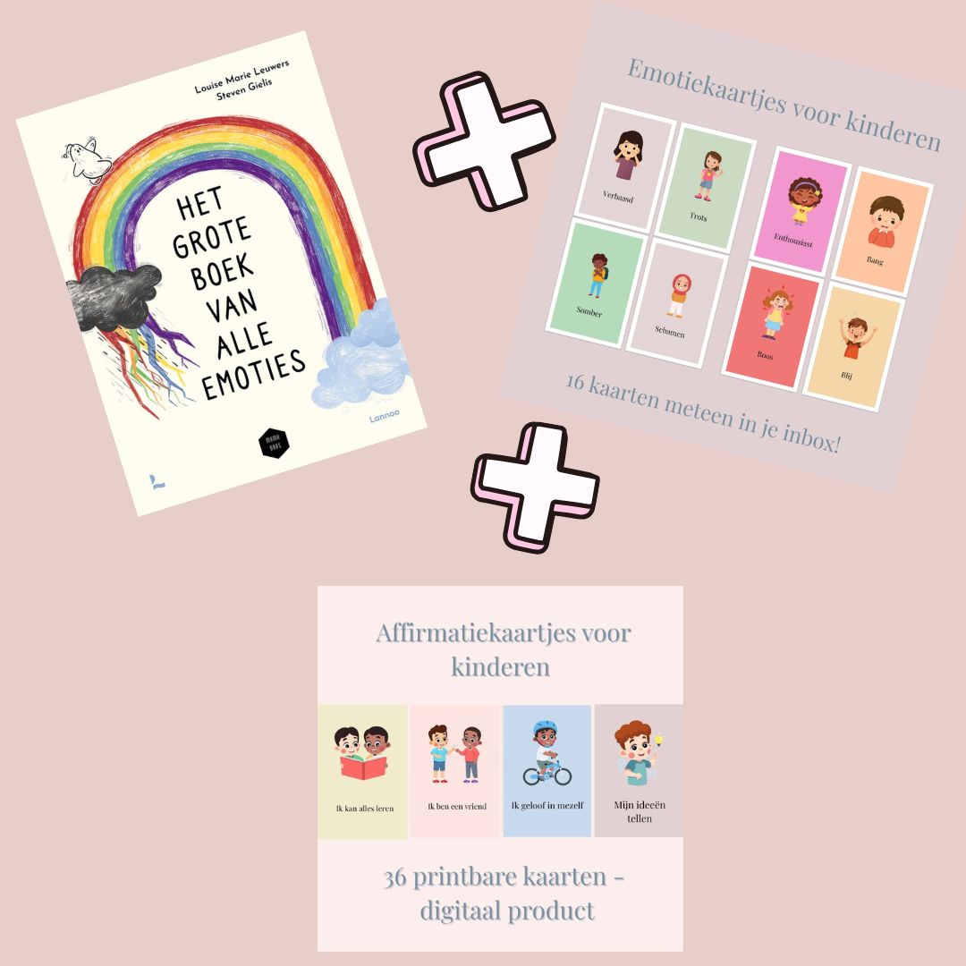Bundel met boek voor alle emoties, emotiekaarten en affirmatiekaarten
