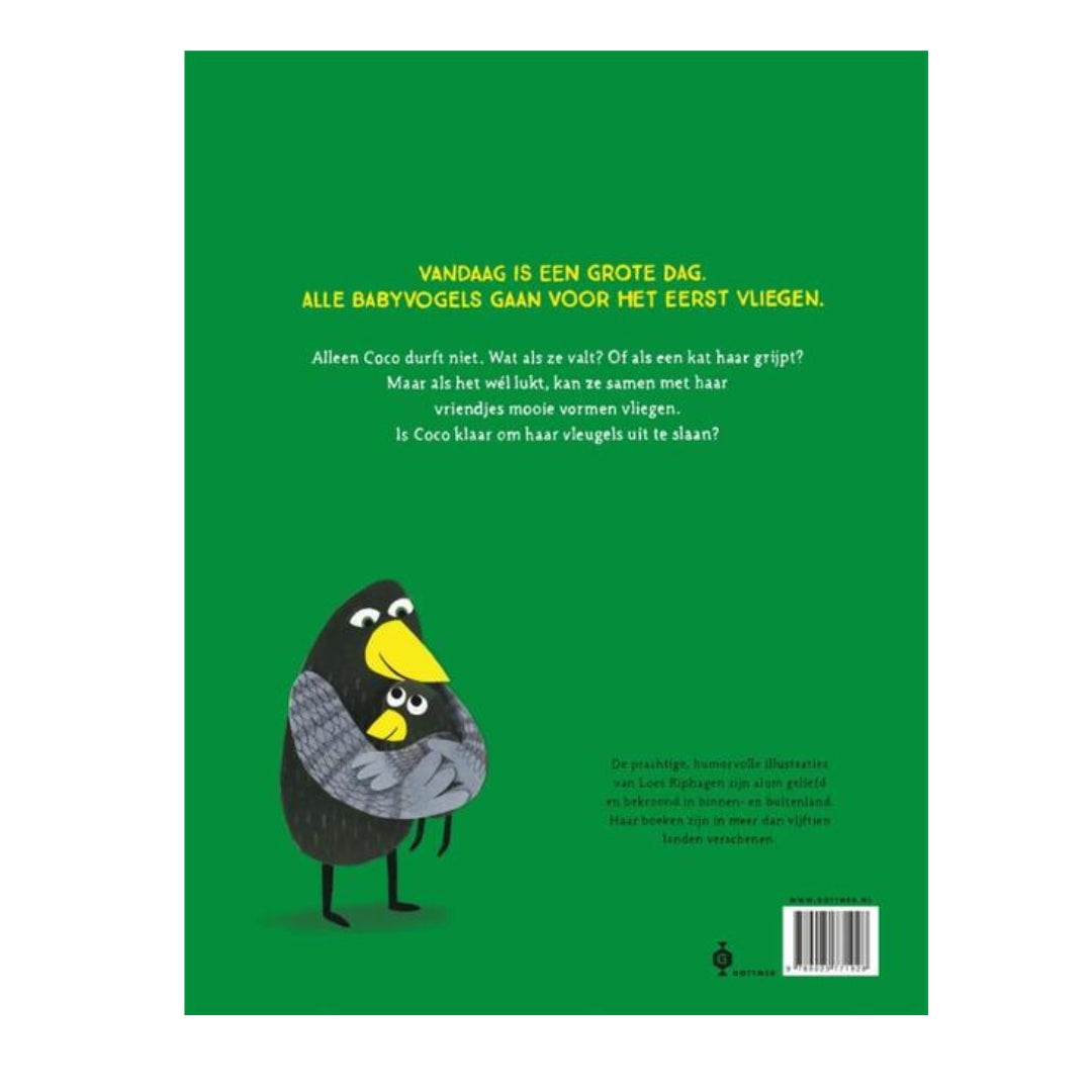 Achterkant prentenboek Coco kan het! Kan helpen bij het angsten overwinnen, zelfvertrouwen op te bouwen en nieuwe uitdagingen aan te gaan