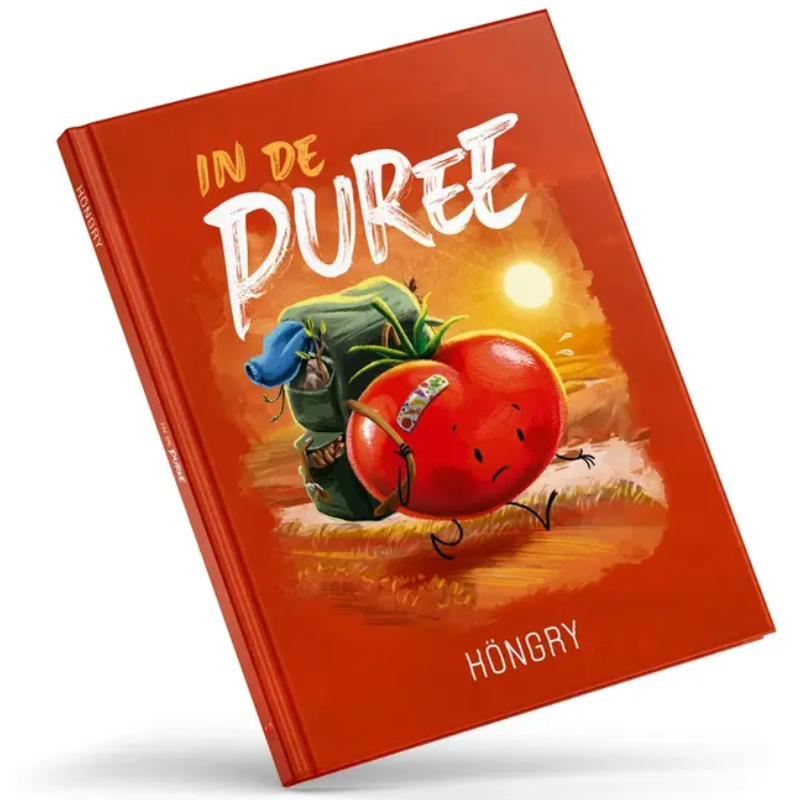 Het nieuwste boek van Hongy, in de puree, voorkant van het boek