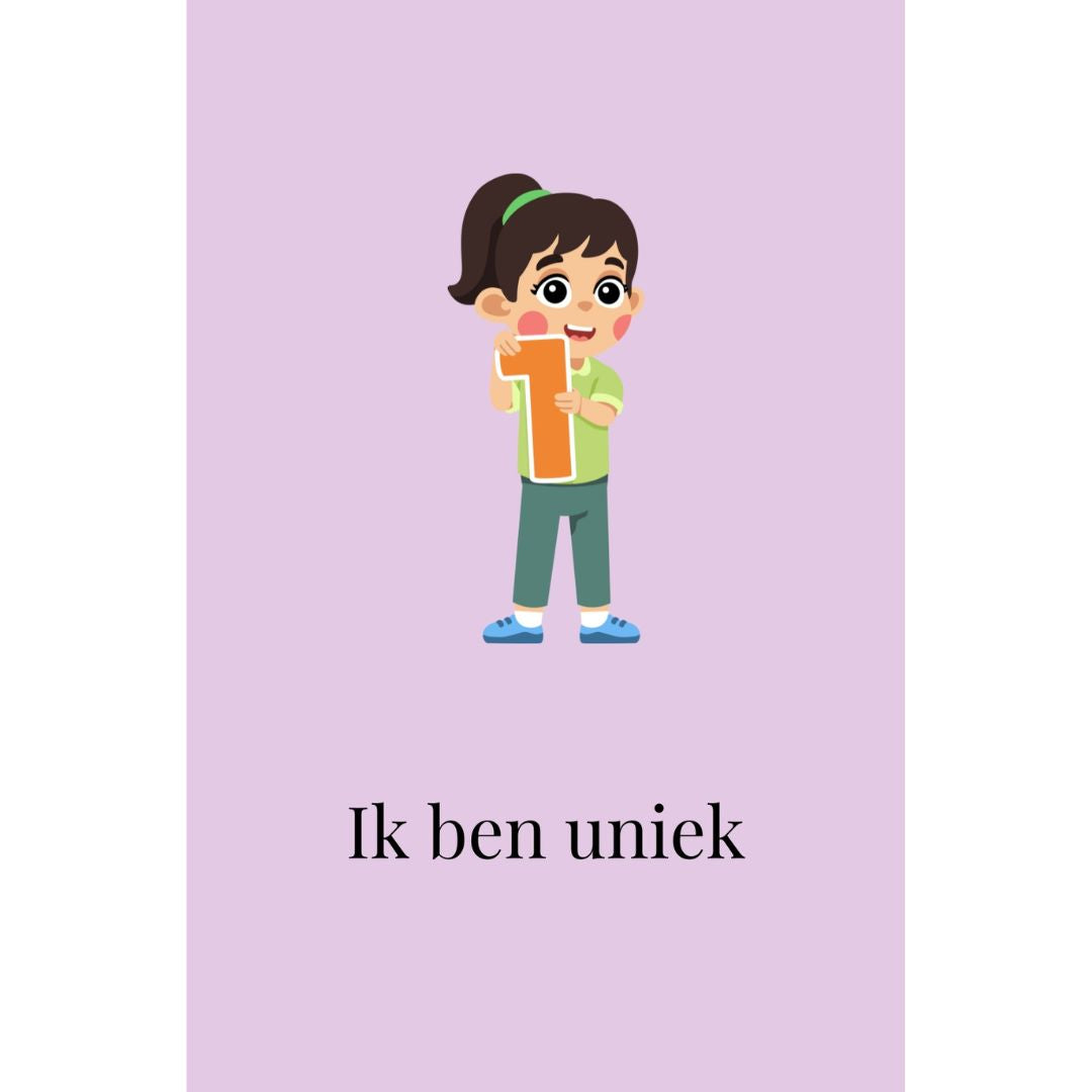 Ik ben uniek - affirmatiekaartje digitaal speicaal voor kinderen.