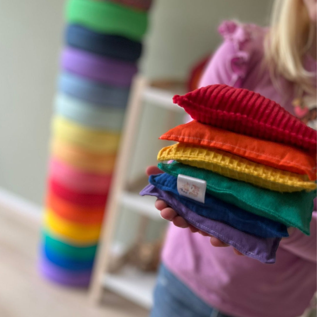Sensorische pittenzakjes regenboog classic set – 6 stuks open einde speelgoed voor kinderen van 0 tot 8 jaar