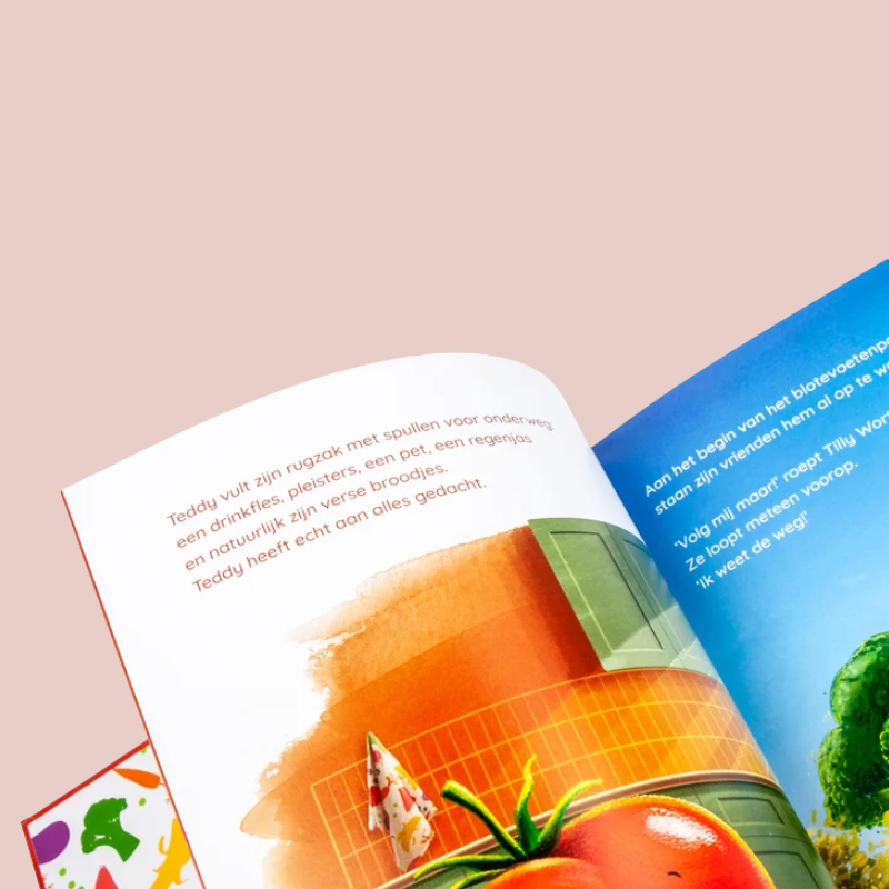 Stukje uit het boek in de puree. Bladzijde