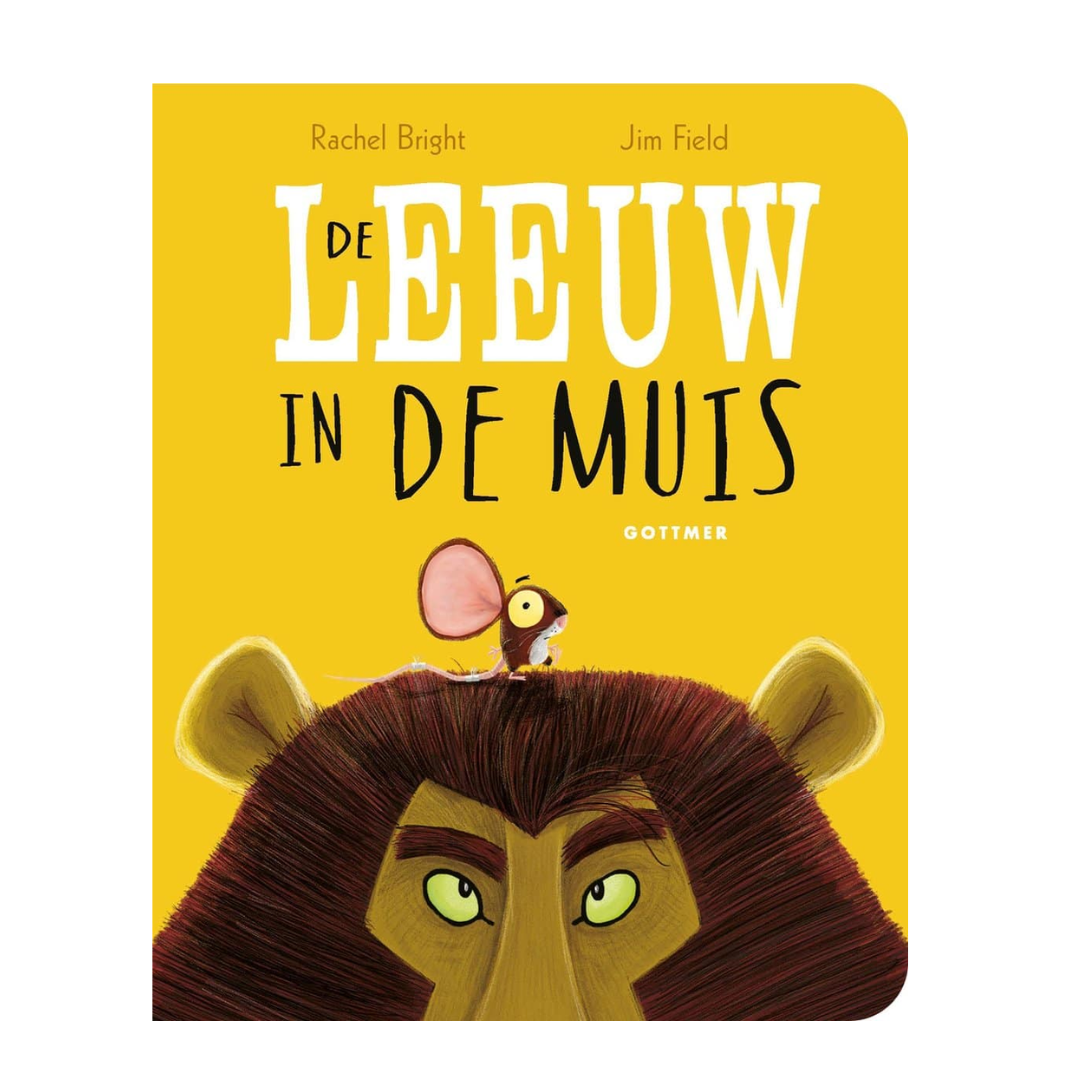 Voorzijde prentenboek De leeuw in de muis – kinderboek over zelfvertrouwen