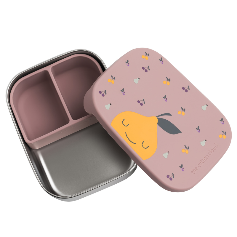 Schattige RVS broodtrommel lunchtrommel met compartimenten. Veilig voor kinderen BPA vrij