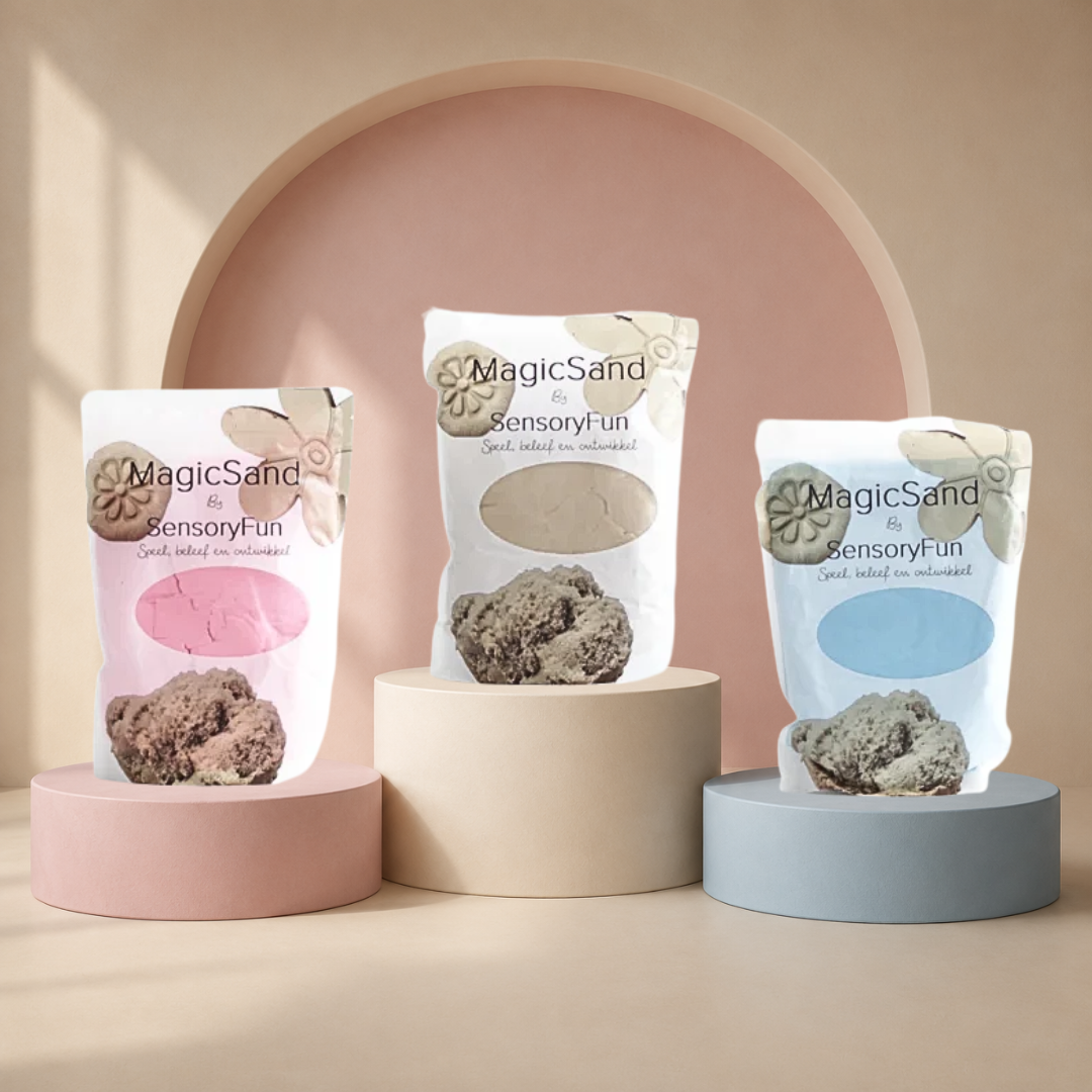 MagicSand SensoryFun blauw, beige en roze – kinetisch zand 1 kg voor kinderen