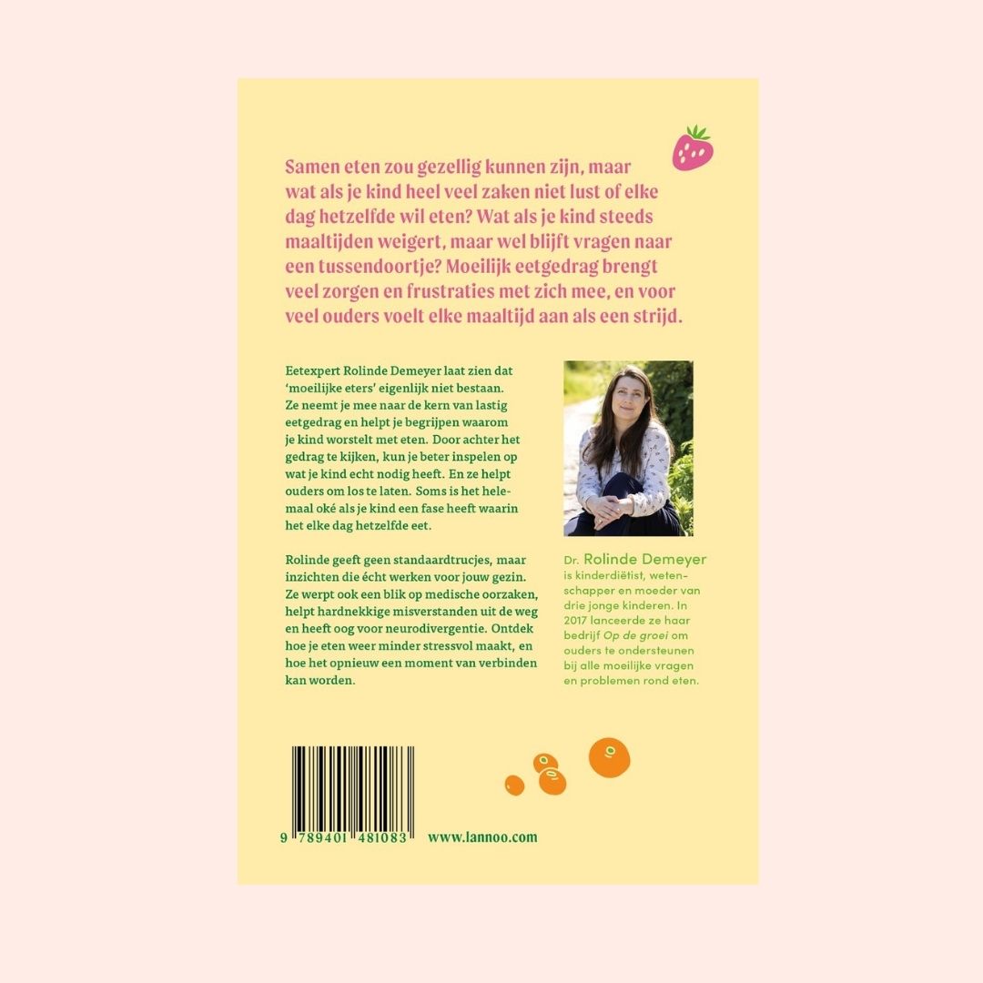 Achterkant van het boek: moeilijke eters bestaan niet. 