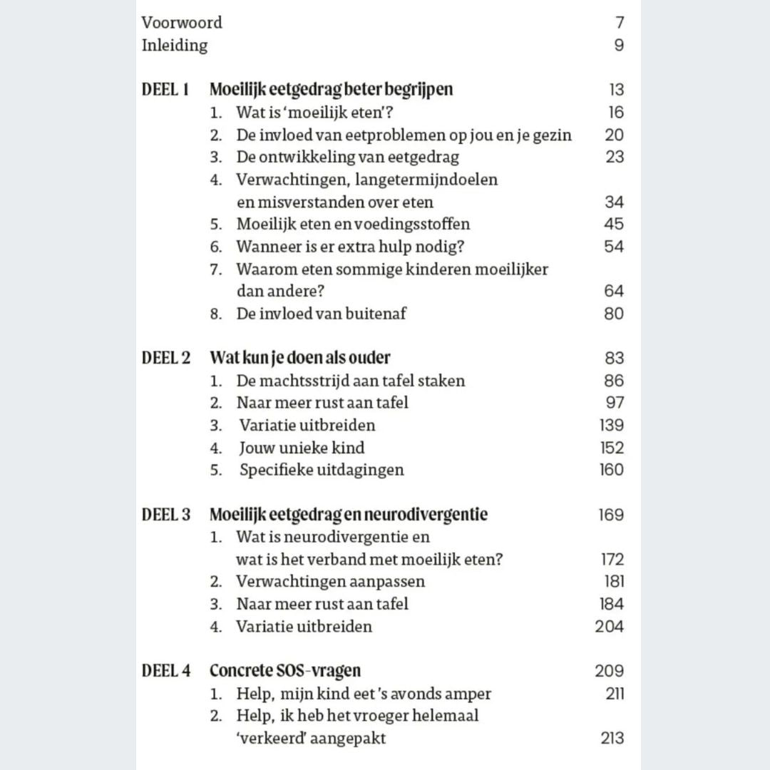 Inhoudsopgave van het boek: Moeilijke eters bestaan niet 