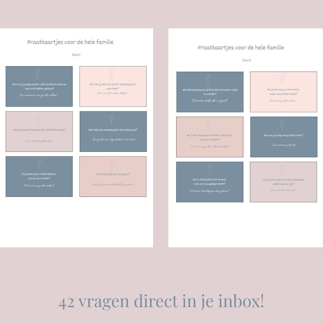 Voorbeelden van de vragen van de praatkaarjes, spel voor het hele gezin