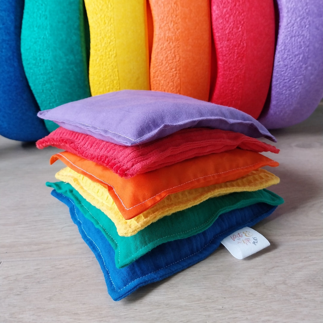 Sensorische pittenzakjes regenboog classic set – 6 stuks open einde speelgoed voor kinderen van 0 tot 8 jaar