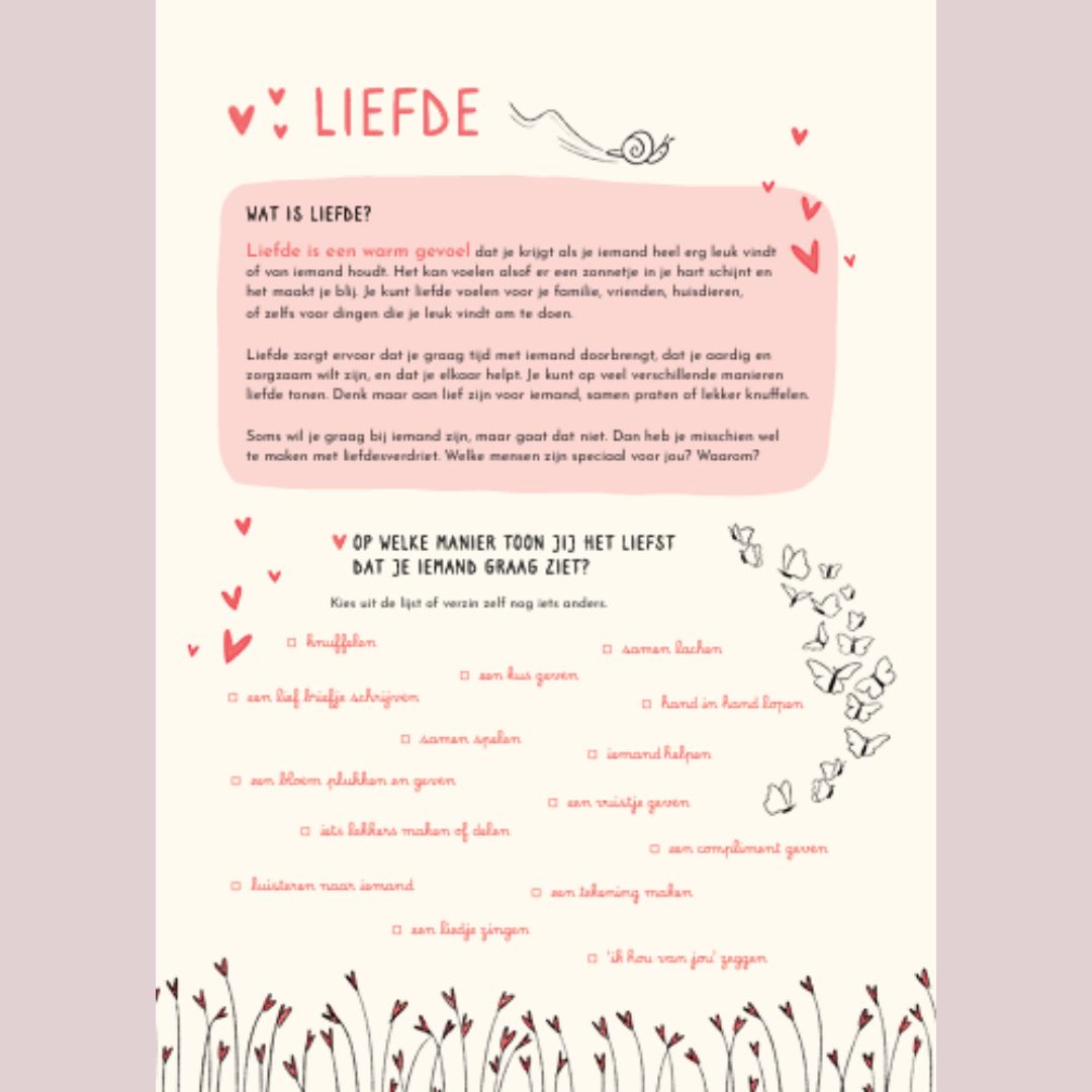 Wat is liefde? Daar gaat deze bladzijde uit het grote boek van alle emoties over. 