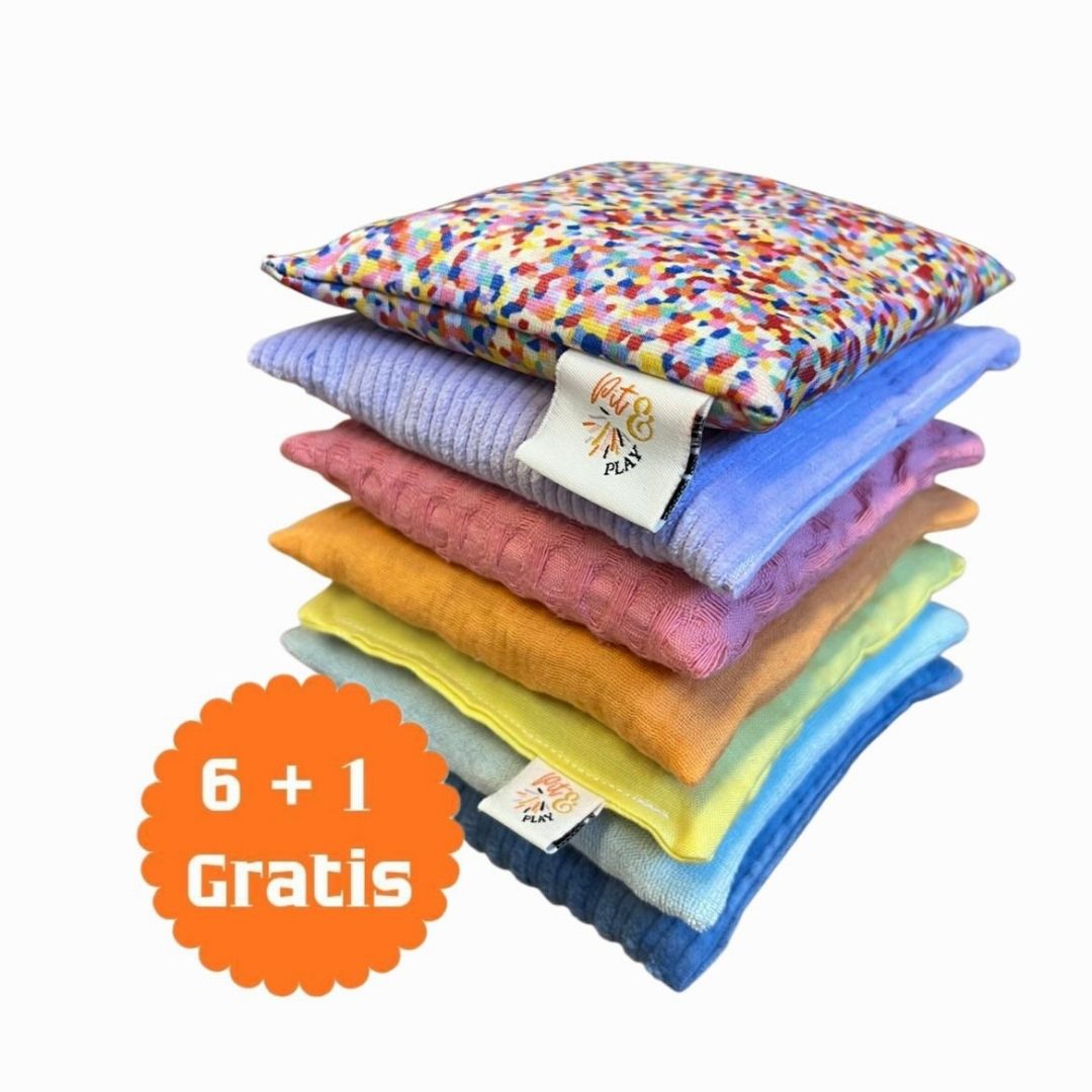 6 kopen en 1 gratis. Actie met de pittenzakjes