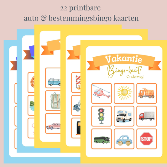 autobingo voor op vakantie zomervakantie