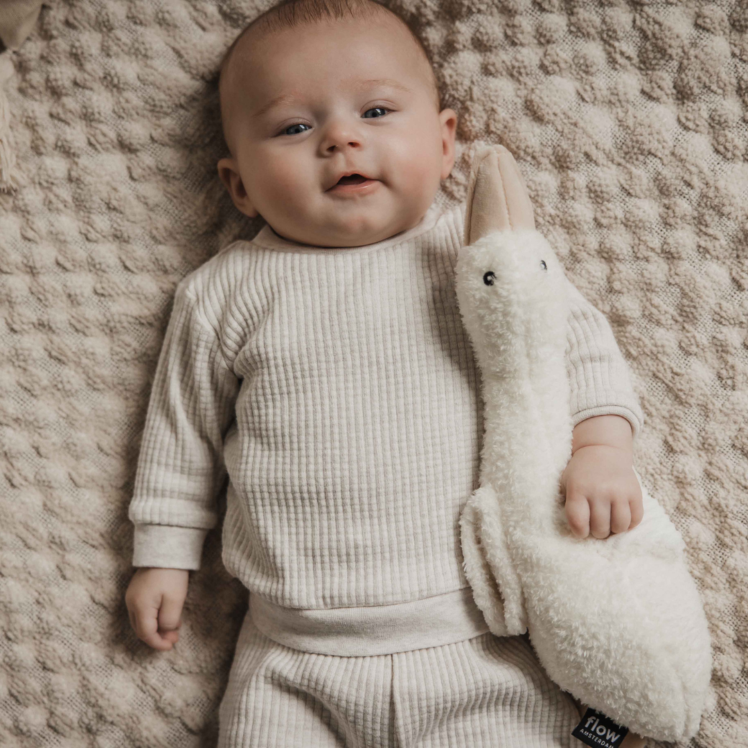 baby met hartslagknuffel Gans van Flow Amsterdam