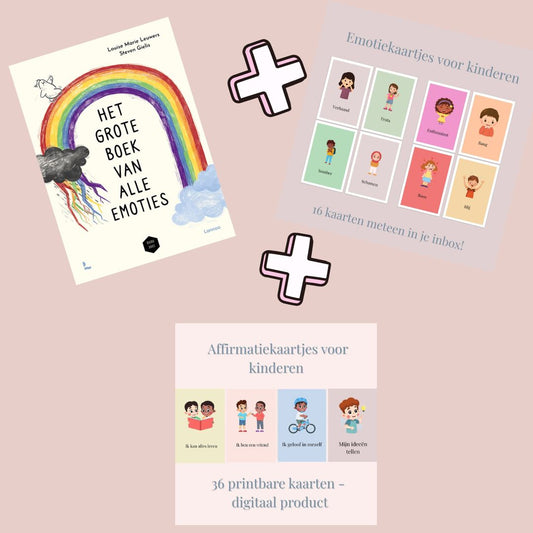 Bundel met boek voor alle emoties, emotiekaarten en affirmatiekaarten