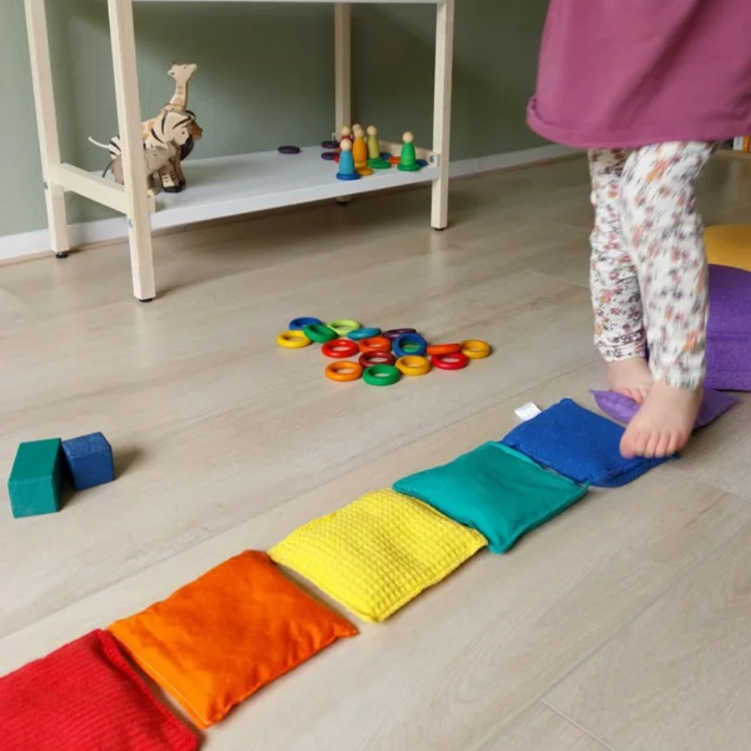 Sensorische pittenzakjes regenboog classic set – 6 stuks open einde speelgoed voor kinderen van 0 tot 8 jaar