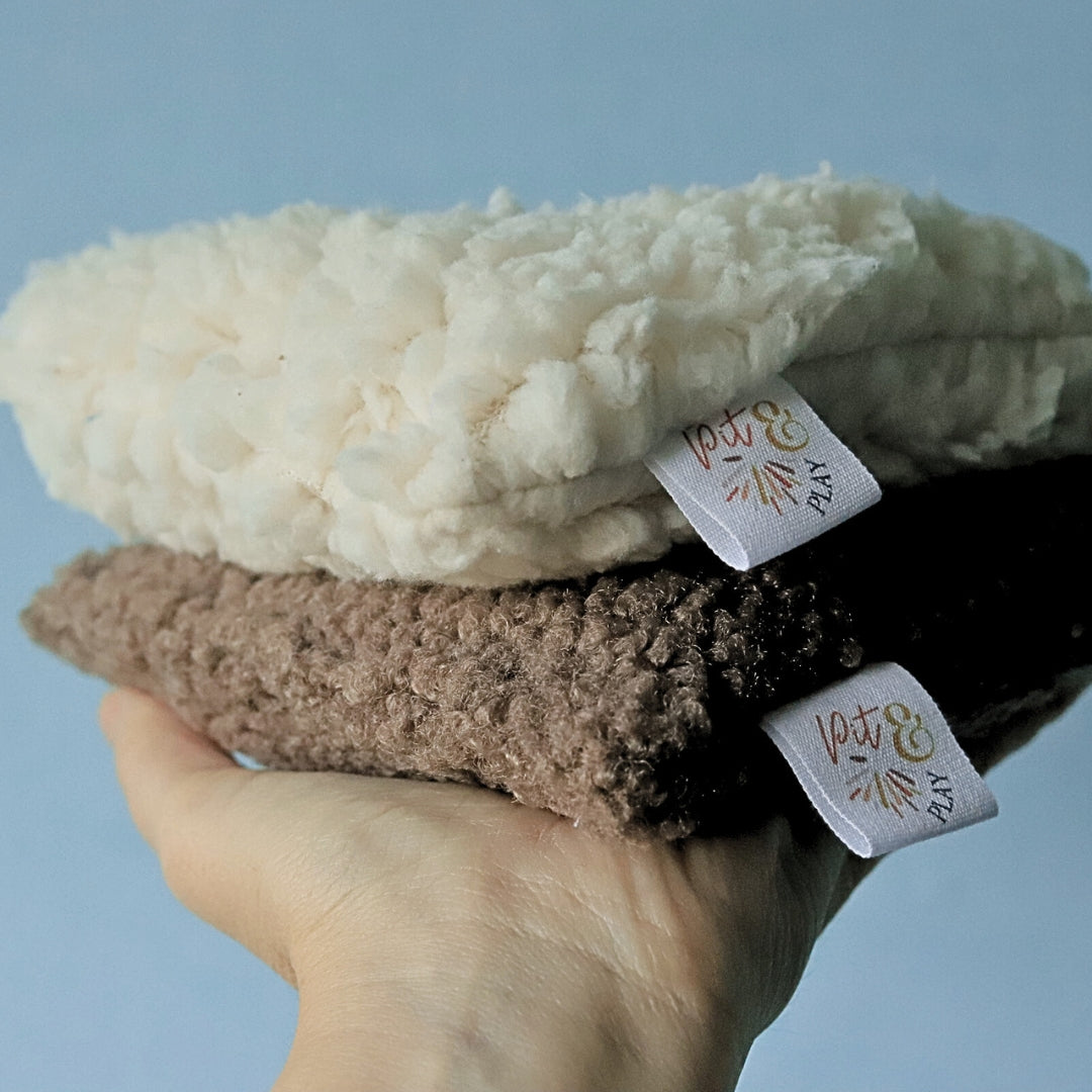 Pittenzakjes schaap en teddy. Sensorisch speelgoed