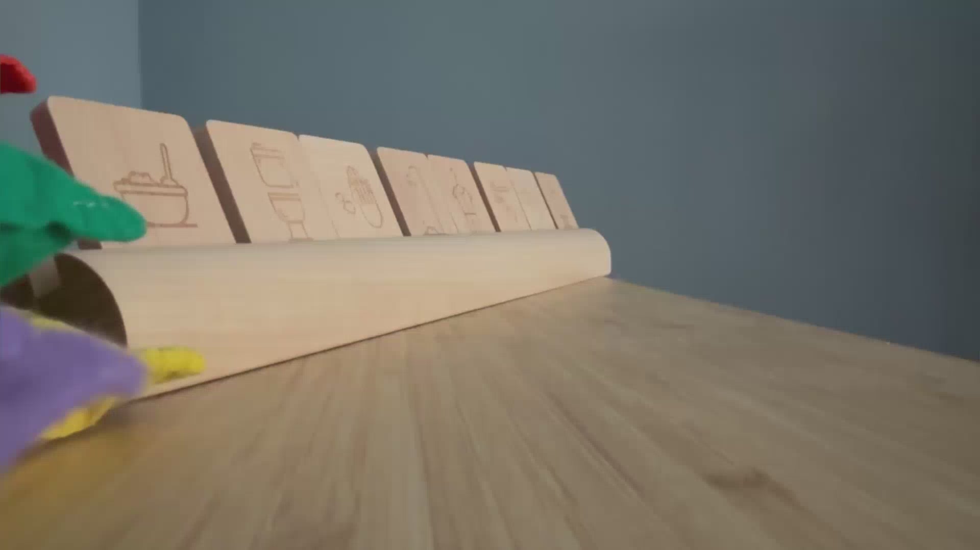 video over het gebruik van de houten routineset