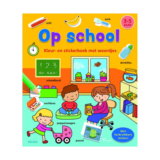 Kleur- en Stickerboek met Woordjes – Ontdek de Schoolwereld