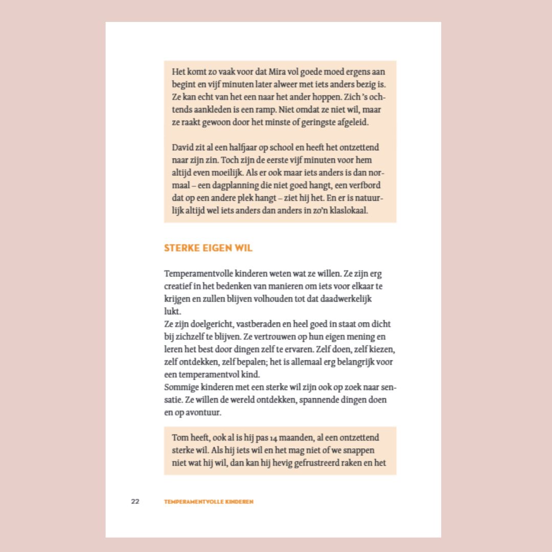 Hoe omgaan met  temperamentvolle kinderen. Stuk uit het boek
