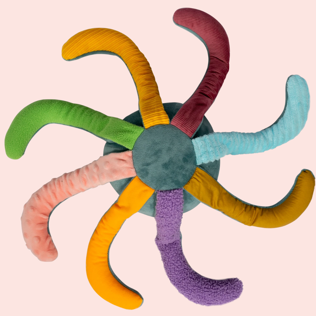 verzwaringsknuffel octopus van 1,2 kg met kleurrijke, getextureerde armen