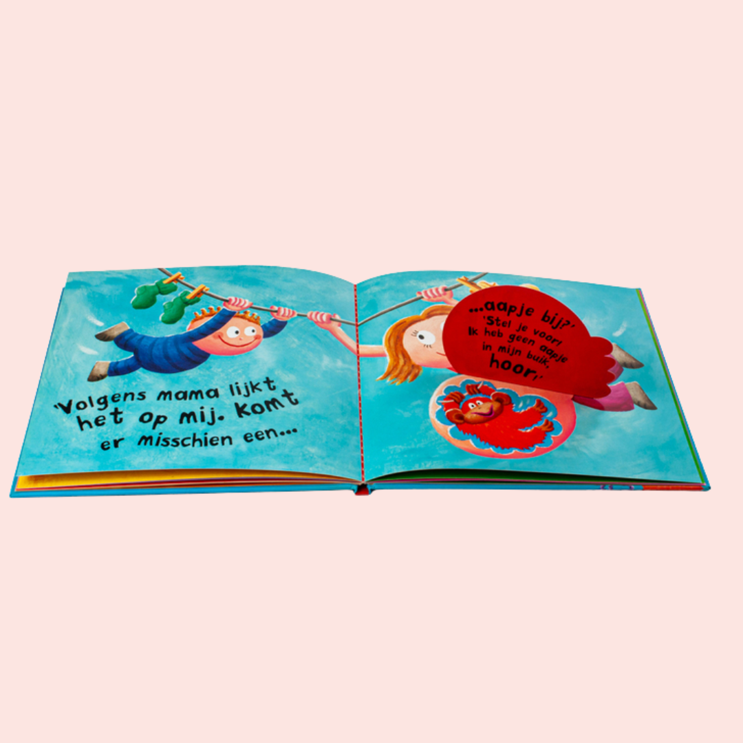 binnenkant van het boek, wat zit er in je buik mama